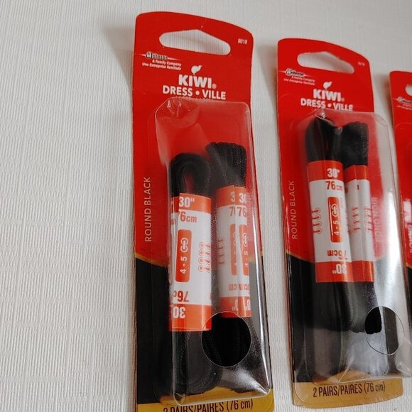 Kiwi Dress Shoe Laces Round Black BNIP Lot of 3 - Picture 2 of 4